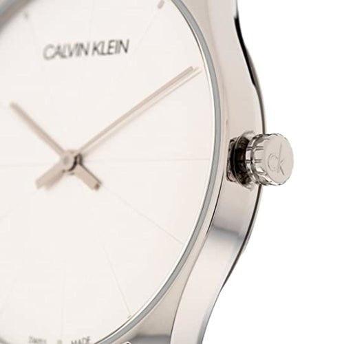 Calvin Klein Classic Silver / Black Leather 38mm Watch K4D211C6 - WatchStatus Ltd