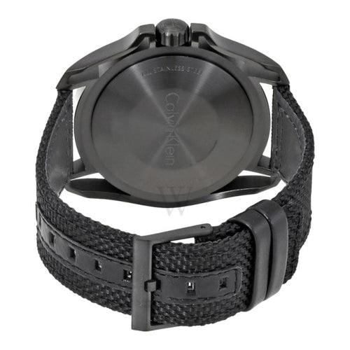 Calvin Klein Earth Men's Black Fabric Strap 44mm Watch - WatchStatus Ltd