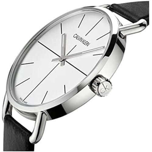 Calvin Klein Even Men's White Dial Black Leather 42mm Watch K7B211CY - WatchStatus Ltd
