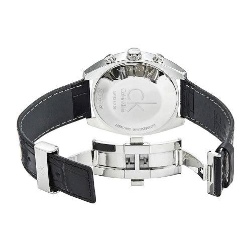 Calvin Klein K2F27120 Men's Exchange Black Leather Silver Dial Chronograph Swiss Watch - WatchStatus Ltd