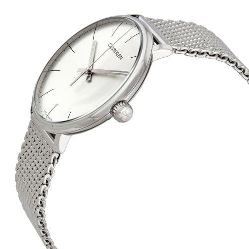 Calvin Klein K8M21126 Men's High Noon Silver Stainless Mesh Swiss Watch - WatchStatus Ltd