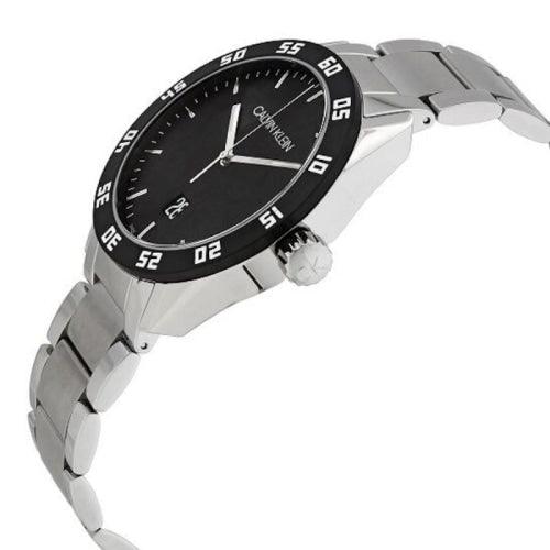 Calvin Klein K9R31C41 Men's Compete Silver/Black Stainless Steel Swiss Watch - WatchStatus Ltd
