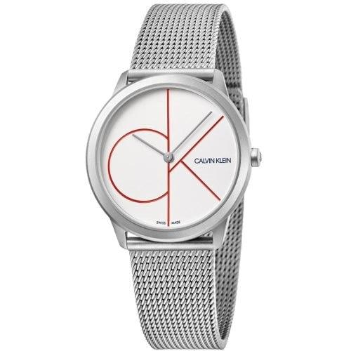 Calvin Klein Minimal Ladies White Dial Silver Mesh 35mm Watch K3M52152 - WatchStatus Ltd