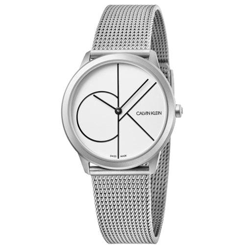 Calvin Klein Minimal Ladies White Dial Silver Mesh 35mm Watch K3M5215X - WatchStatus Ltd