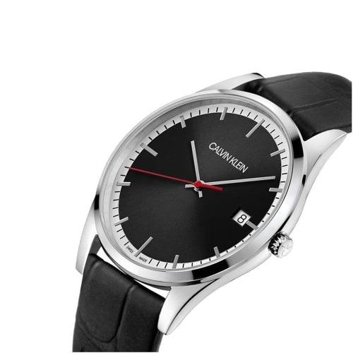 Calvin Klein Time Men's Black Leather 40mm Watch K4N211C1 - WatchStatus Ltd