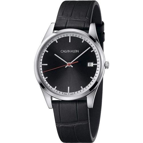 Calvin Klein Time Men's Black Leather 40mm Watch K4N211C1 - WatchStatus Ltd