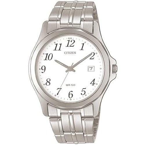 Citizen BI0740-53A Men's Silver/White Thin Stainless Watch - WatchStatus Ltd