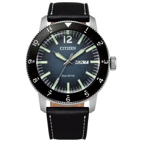 Citizen Eco-Drive Men's Black Leather Watch AW0077-19L - WatchStatus Ltd