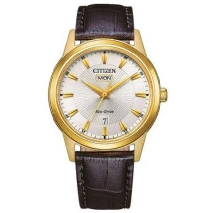 Citizen Eco-Drive Men's Brown Leather Watch AW0102-13A - WatchStatus Ltd