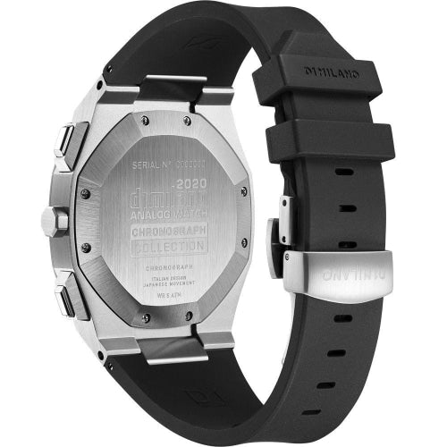 D1 Milano D1-CHRJ01 Men’s Black/Silver Silicone Strap 41.5mm Chronograph Watch