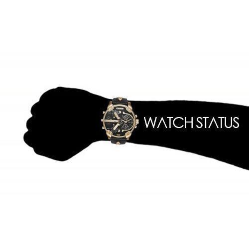 Diesel DZ7371 Mens Mr Daddy Black Leather Gold Chronograph Watch - WatchStatus Ltd