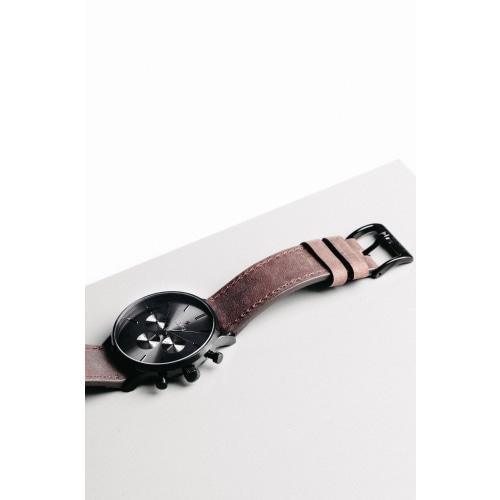 Eminence Mens Gunmetal Dial Chronograph Brown Leather Watch - WatchStatus Ltd