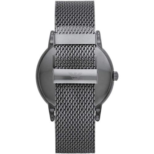 Emporio Armani AR11053 Men's Gunmetal/Blue Stainless Mesh Analogue Watch - WatchStatus Ltd