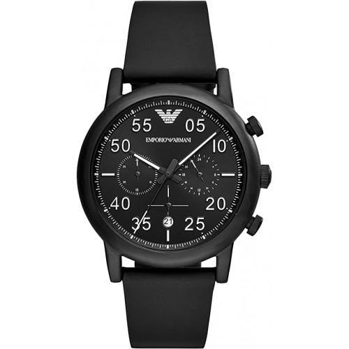 Emporio Armani AR11133 Men's Luigi Black Leather Chronograph Watch - WatchStatus Ltd
