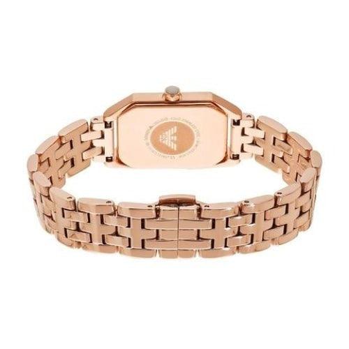 Emporio Armani AR11147 Ladies Gioia Rose Gold Mother-of-Pearl Rectangular Watch - WatchStatus Ltd