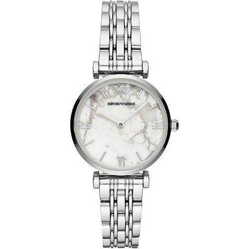 Emporio Armani AR11170 Ladies Gianni T-bar Marble Polished Stainless Steel Crystal Watch - WatchStatus Ltd