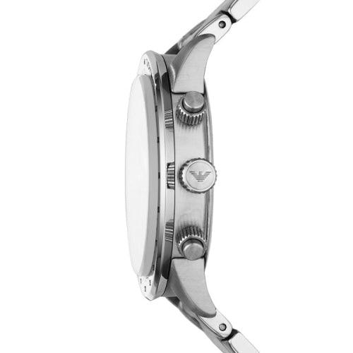 Emporio Armani AR11241 Men's Mario Stainless Steel Black Dial Chronograph Watch - WatchStatus Ltd