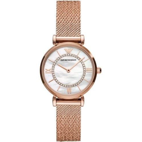 Emporio Armani AR11320 Ladies Gianni Rose Gold Mesh Watch - WatchStatus Ltd