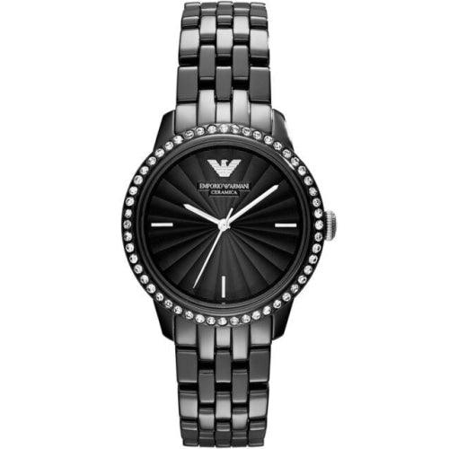 Emporio Armani AR1478 Ladies Ceramica Black Crystal Ceramic Watch - WatchStatus Ltd