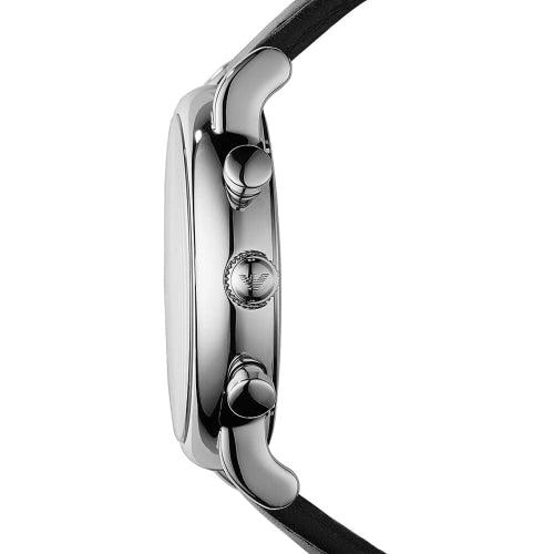 Emporio Armani AR1828 Men’s Luigi Black/Silver Leather Chronograph Watch - Watches