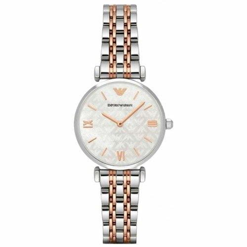 Emporio Armani AR1987 Ladies Retro Silver Signature Stainless Watch - WatchStatus Ltd