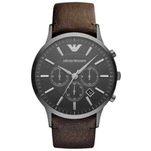 Emporio Armani AR2462 Men's Sportivo Brown Leather Chronograph Watch - WatchStatus Ltd