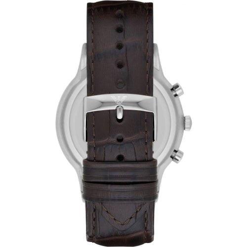 Emporio Armani AR2513 Men's Renato Brown/Grey Chronograph Leather Watch - WatchStatus Ltd