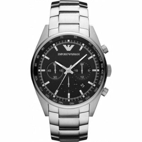 Emporio Armani AR5980 Men's Sportivo Silver/Black Stainless Chronograph Watch - WatchStatus Ltd
