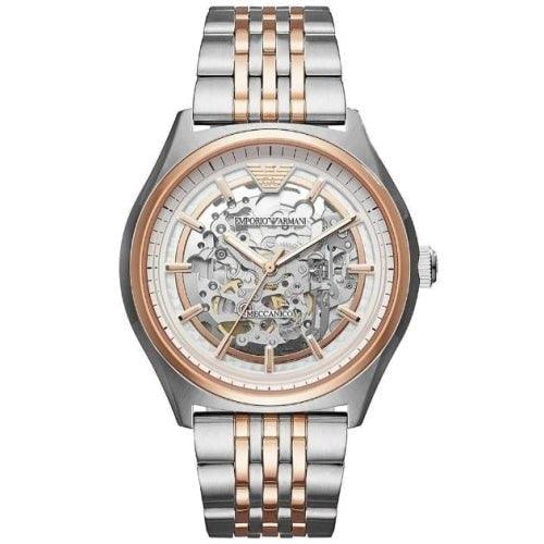 Emporio Armani AR60002 Men's Meccanico Two-Tone Skeleton Automatic Watch - WatchStatus Ltd