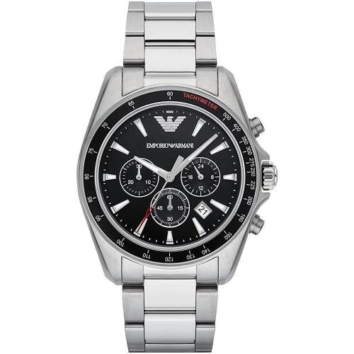 Emporio Armani AR6098 Men's Sigma Silver/Black Stainless Chronograph Watch - WatchStatus Ltd