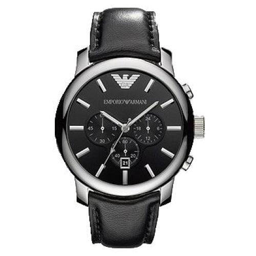Emporio Armani Classic Men's Black Leather Watch AR0431 - WatchStatus Ltd
