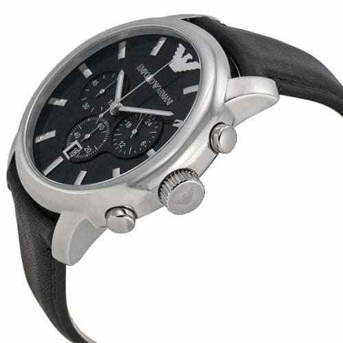 Emporio Armani Classic Men's Black Leather Watch AR0431 - WatchStatus Ltd