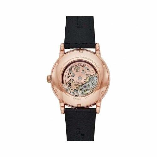 Emporio Armani Meccanico Men's Black Leather Automatic Watch AR60007 - WatchStatus Ltd