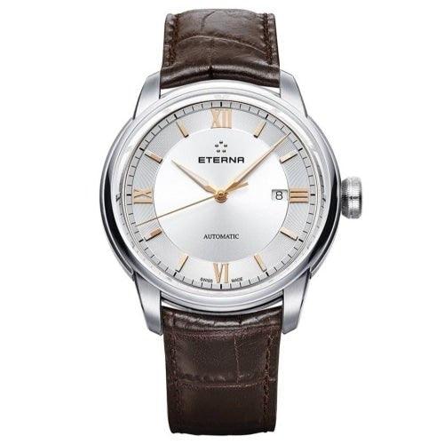 Eterna Adventic Men's Silver / Brown Leather Automatic Watch 2970.41.17.1325 - WatchStatus Ltd
