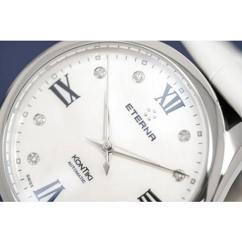 Eterna KonTiki Ladies White Leather Automatic Watch 1260.41.66.1379 - WatchStatus Ltd