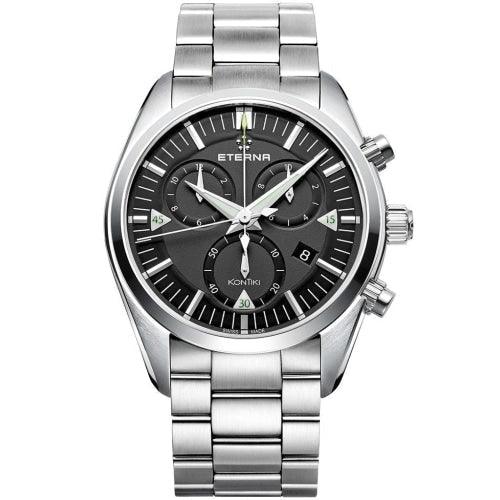 Eterna KonTiki Silver / Black Chronograph Watch 1250.41.41.0217 - WatchStatus Ltd