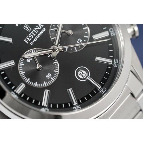 Festina Chrono Mens Black Dial Watch F16826-C - WatchStatus Ltd