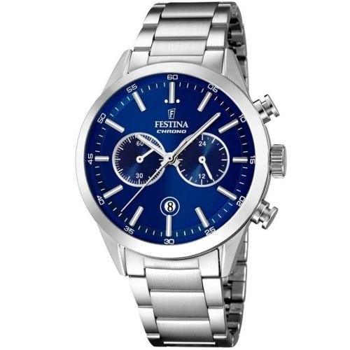 Festina Chrono Mens Blue Dial Watch F16826-B - WatchStatus Ltd
