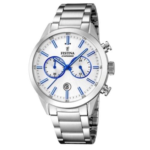 Festina Chrono Mens Silver Stainless Watch F16826-A - WatchStatus Ltd