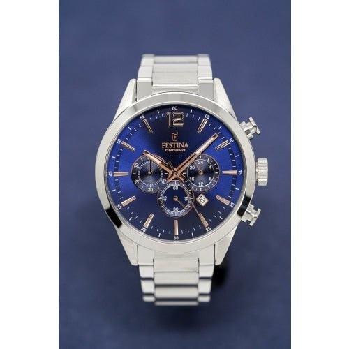 Festina Timeless Mens Blue Dial Chronograph Watch F20343-9 - WatchStatus Ltd