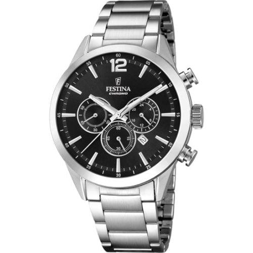 Festina Timeless Men's Silver / Black Chronograph Watch F20343-8 - WatchStatus Ltd