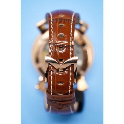 GaGa Milano Manuale Automatic Silver Dial Brown Leather 48mm Watch - WatchStatus Ltd
