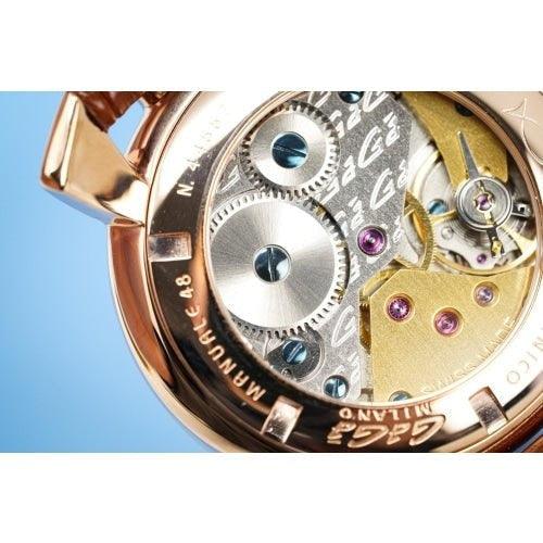 GaGa Milano Manuale Automatic Silver Dial Brown Leather 48mm Watch - WatchStatus Ltd