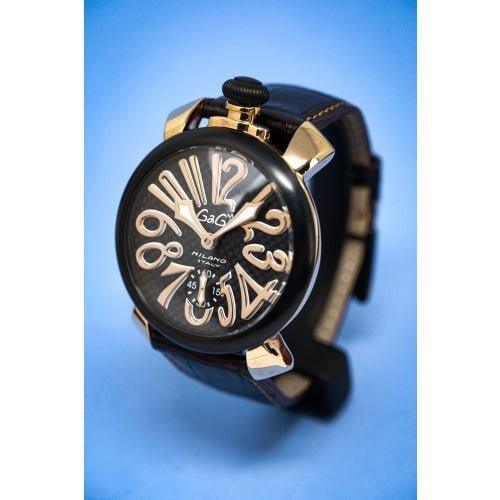 GaGa Milano Manuale Carbon Brown Leather 48mm Watch - WatchStatus Ltd