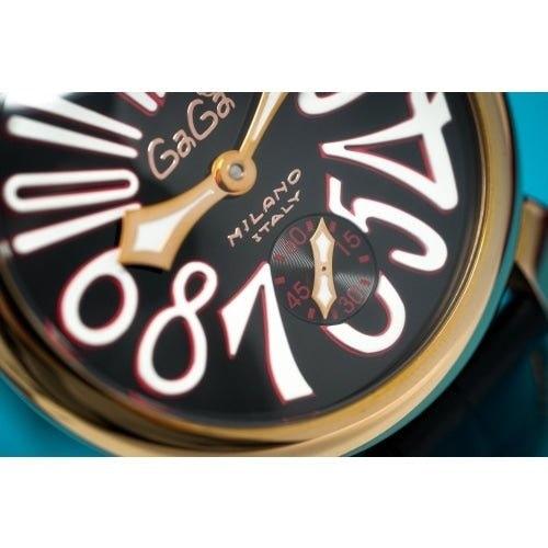 GaGa Milano Manuale Mechanical Gold Black Leather 48mm Watch - WatchStatus Ltd
