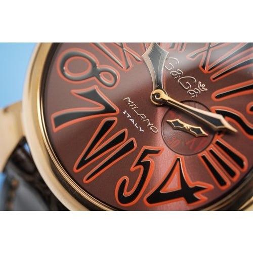 Gaga Milano Slim Brown Leather / Rose Dial 46mm Watch 5085.01 - WatchStatus Ltd