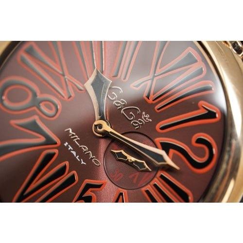 Gaga Milano Slim Brown Leather / Rose Dial 46mm Watch 5085.01 - WatchStatus Ltd