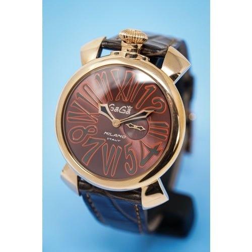 Gaga Milano Slim Brown Leather / Rose Dial 46mm Watch 5085.01 - WatchStatus Ltd