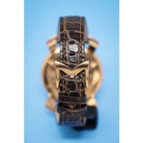 Gaga Milano Slim Brown Leather / Rose Dial 46mm Watch 5085.01 - WatchStatus Ltd