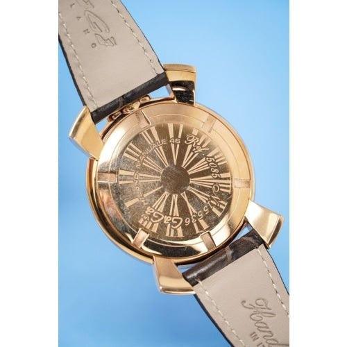 Gaga Milano Slim Brown Leather / Rose Dial 46mm Watch 5085.01 - WatchStatus Ltd
